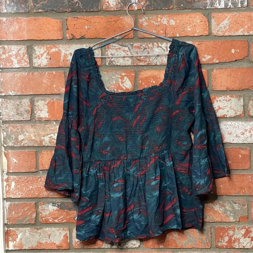 EUC Terra & Sky Wide Sleeve Peasant Top 1X